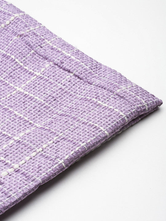 Lavender Checked Blazer & Skirt Set