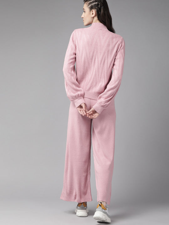 High neck Pink Co-ord Set