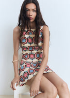 Printed Boat Neck Top And Skirt Co-Ord Set