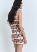 Printed Boat Neck Top And Skirt Co-Ord Set