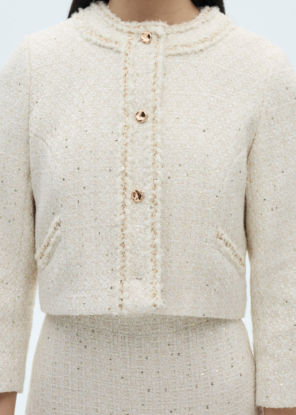 Tweed Jacket With Jewel Buttons