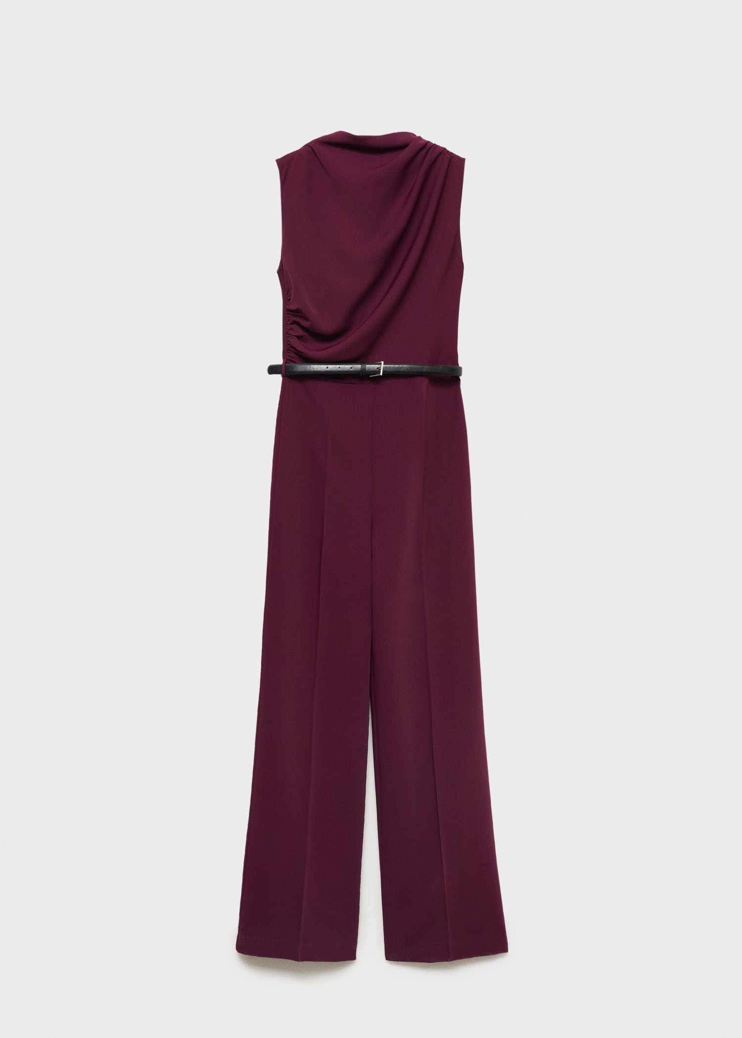 Stretch Fit Interlock Jumpsuit With Belt