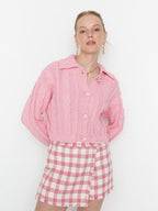 Bayly Pink Cable Knit Cardigan