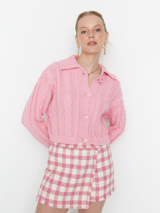 Bayly Pink Cable Knit Cardigan