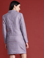 Lavender Checked Blazer & Skirt Set