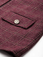 Checked Front-Open Blazer & Skirt Set