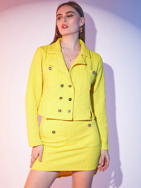 Self Design Coat and Skirt Pair