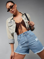 Relaxed Fit Mid Rise Denim Shorts