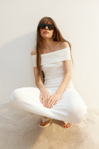 Ribbed Off-The-Shoulder Dress
