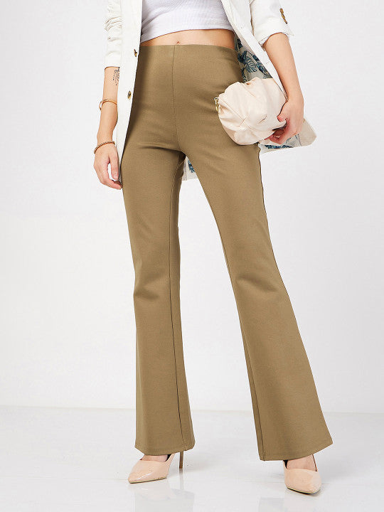 Nora Bootcut Trousers In Beige