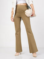Nora Bootcut Trousers In Beige