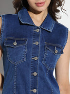 Sleeveless Denim Shirt Dress