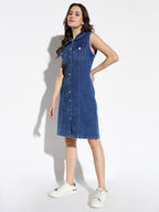 Sleeveless Denim Shirt Dress