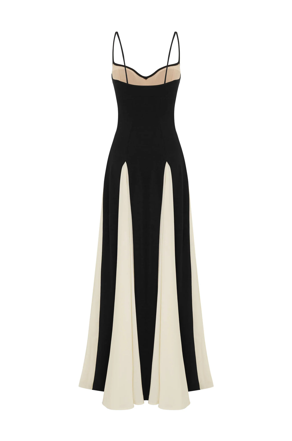Monochrome Paneled A-Line Gown