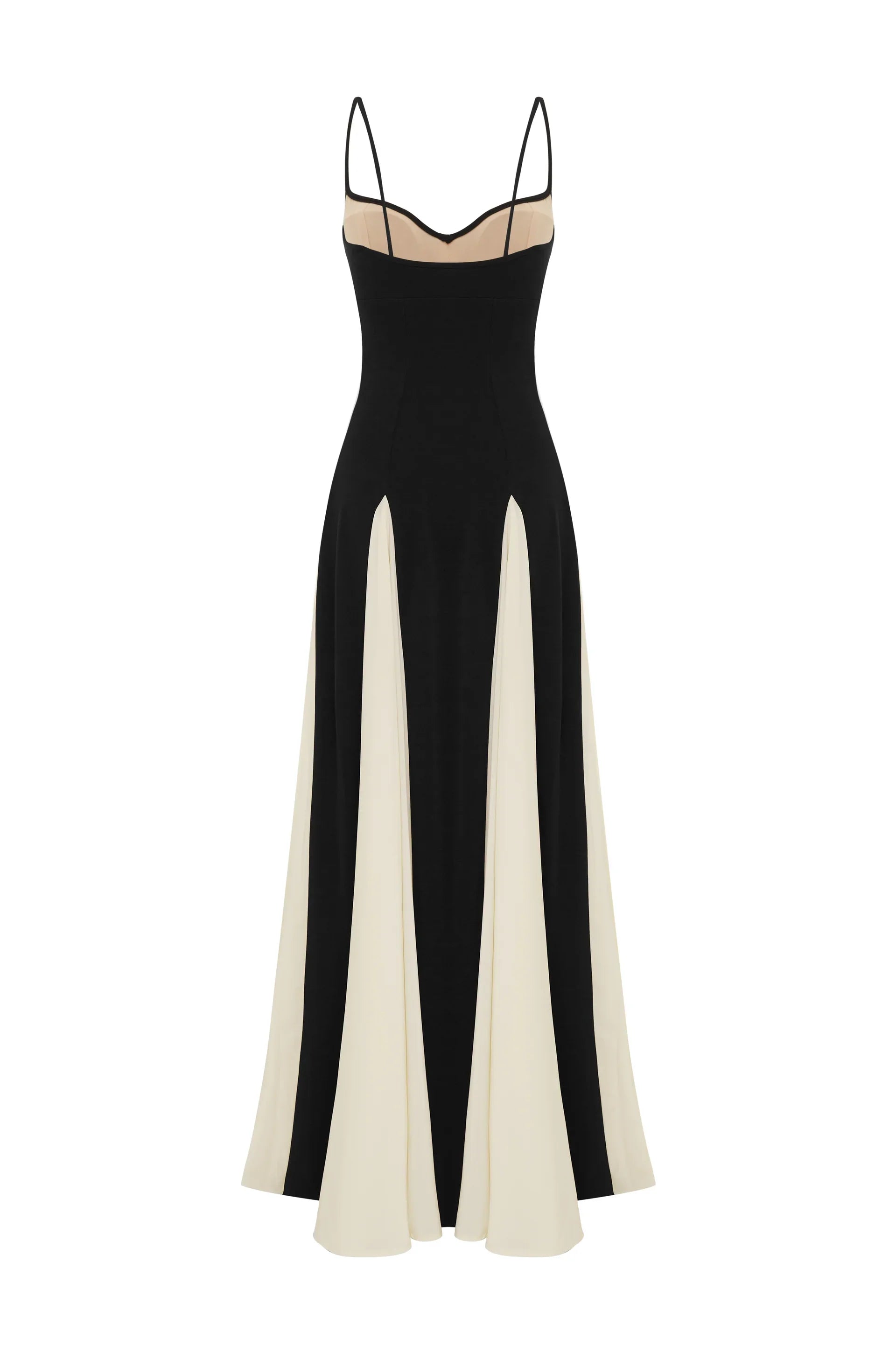 Monochrome Paneled A-Line Gown