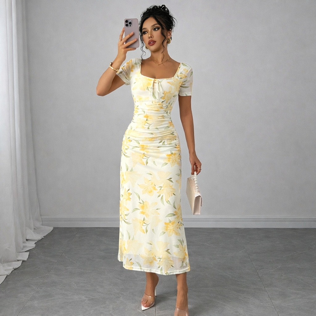 Buttercream Floral Bodycon Dress