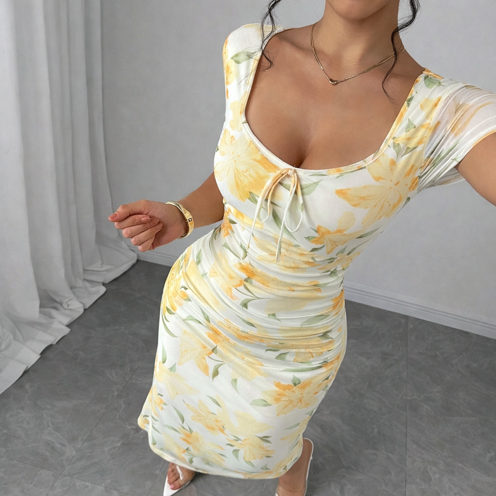 Buttercream Floral Bodycon Dress