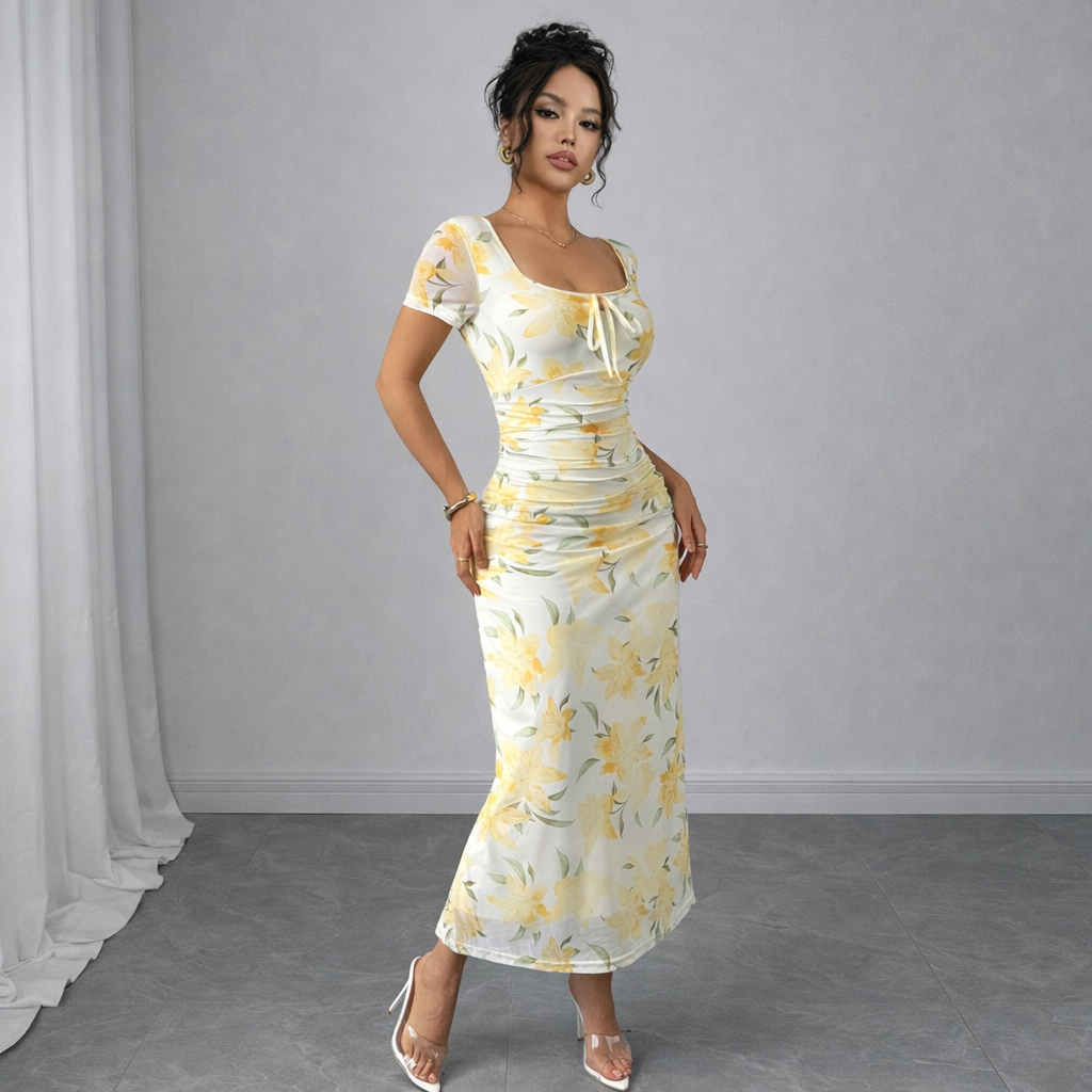 Buttercream Floral Bodycon Dress