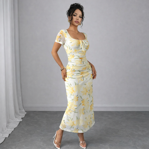 Buttercream Floral Bodycon Dress