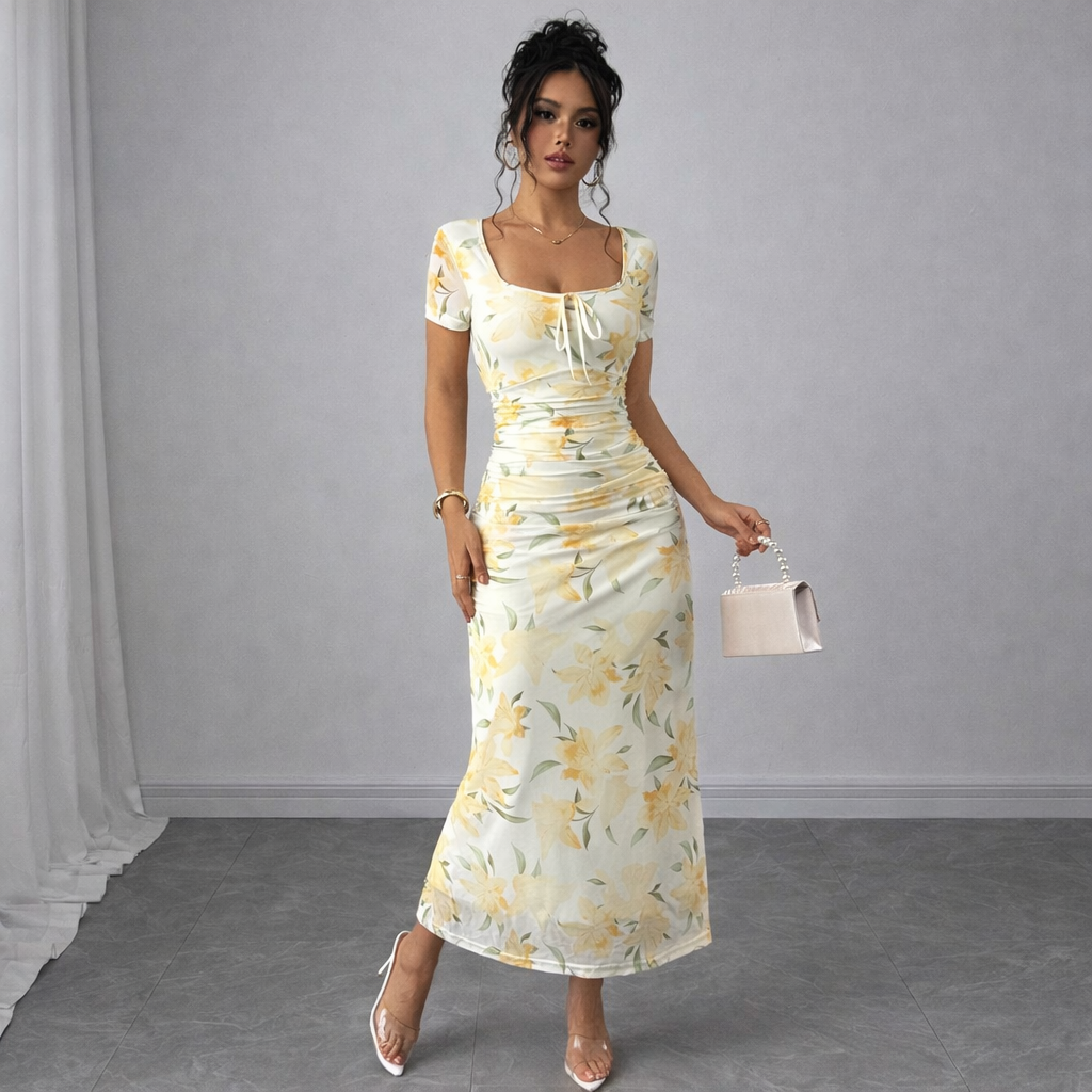 Buttercream Floral Bodycon Dress
