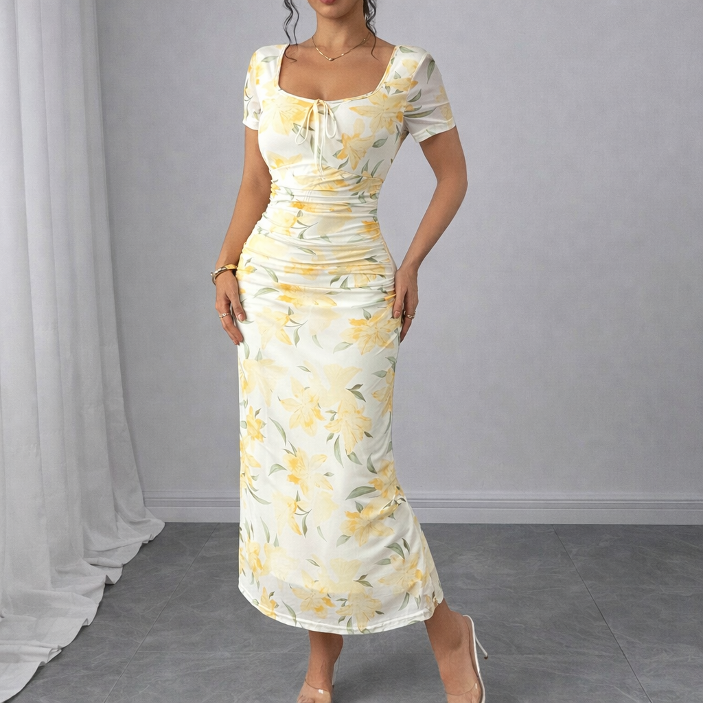 Buttercream Floral Bodycon Dress
