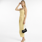 Yellow Square Neck Solid Sheath Dress