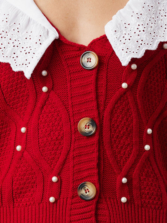 Red Top with Embellished Detail