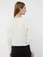 Byrd Black Bow White Short Cardigan