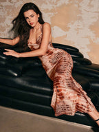 Aurora Abstract Backless Maxi Dress