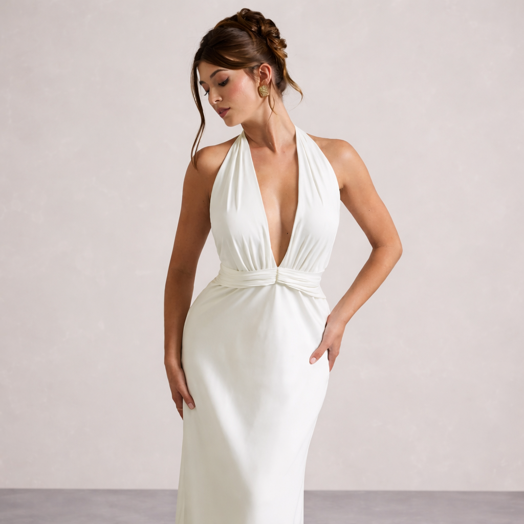 Ivory Halter Goddess Gown