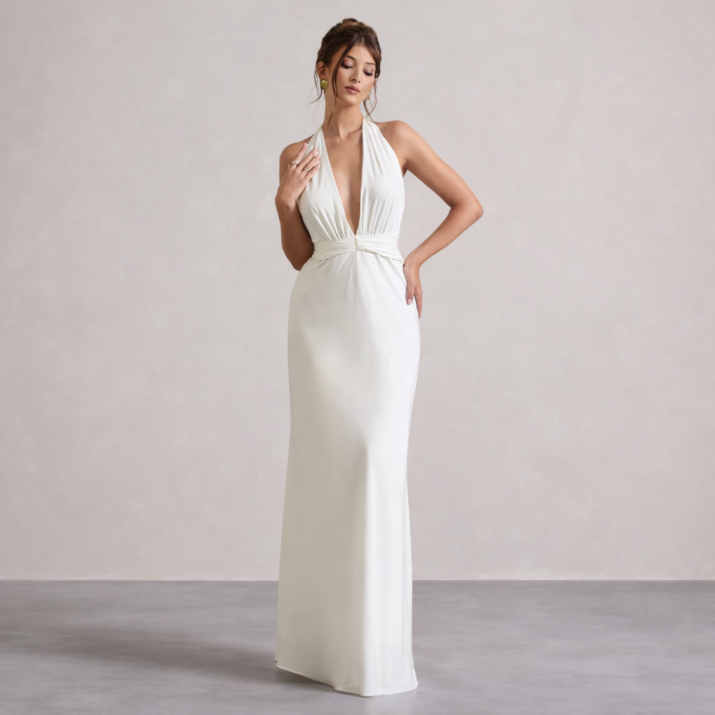 Ivory Halter Goddess Gown