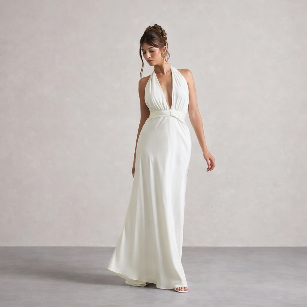 Ivory Halter Goddess Gown