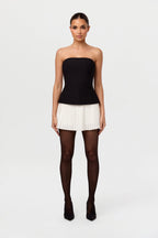 Pleated Tube Contrast Mini Dress