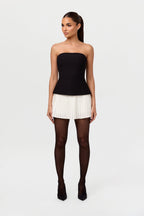 Pleated Tube Contrast Mini Dress