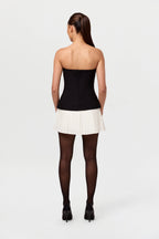 Pleated Tube Contrast Mini Dress