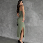 One Shoulder Strap Solid Bodycon Dress