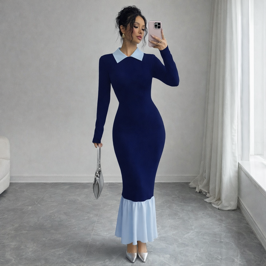 Poised Two-Tone Mermaid Dress