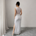Polka Dot Crop Top & Maxi Skirt Co-Ord Set