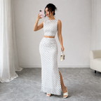 Polka Dot Crop Top & Maxi Skirt Co-Ord Set