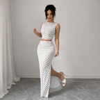 Polka Dot Crop Top & Maxi Skirt Co-Ord Set