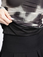 Dyed Printed Mesh Fitted Top