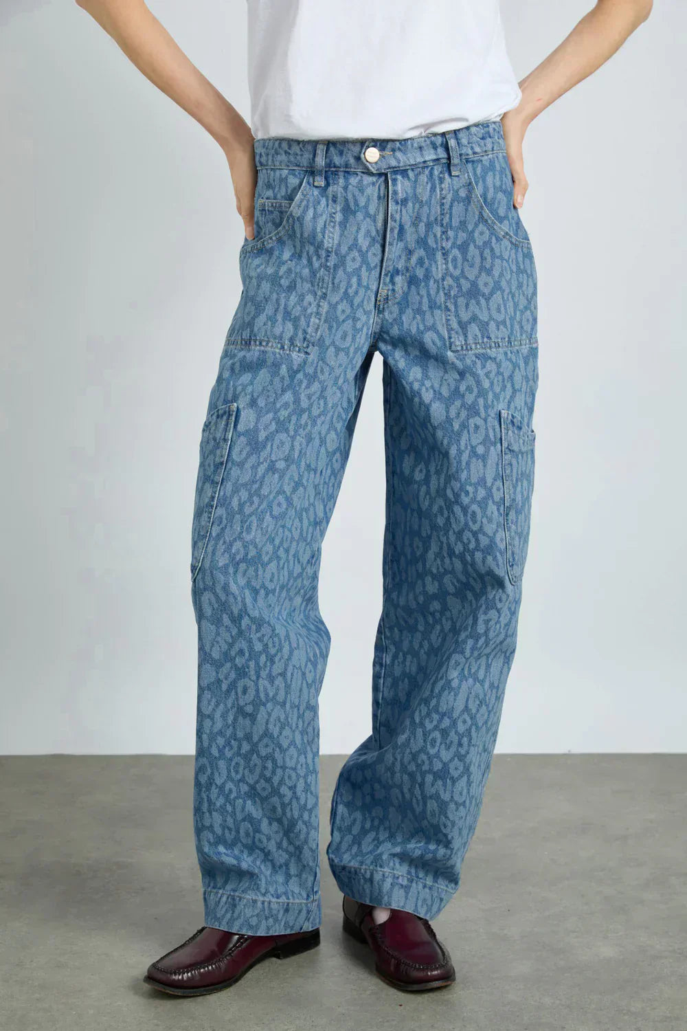 Leopard Laser Denim Dress And Pants Co-Ord Set