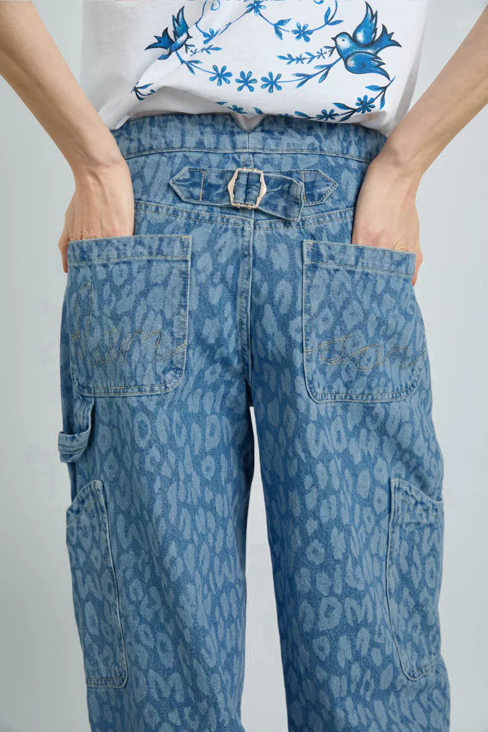 Leopard Laser Denim Pants