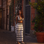 Black-and-white striped co-ord Set