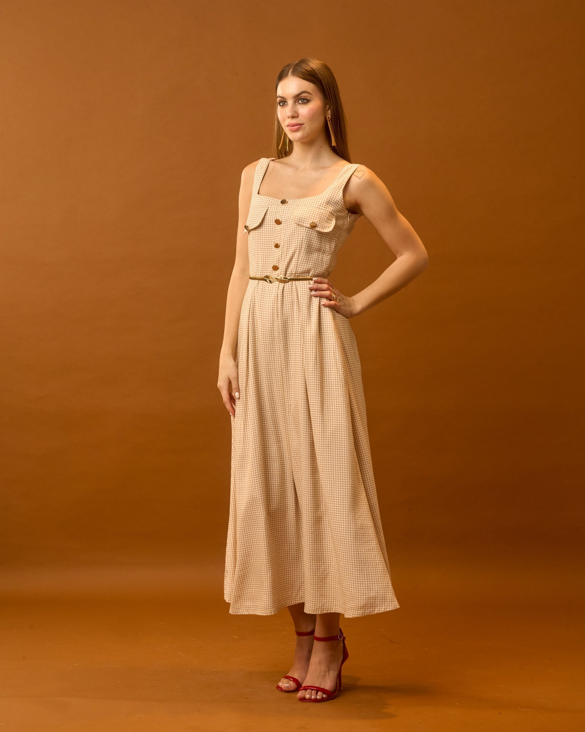 Moon Belted Buttoned Down Dress