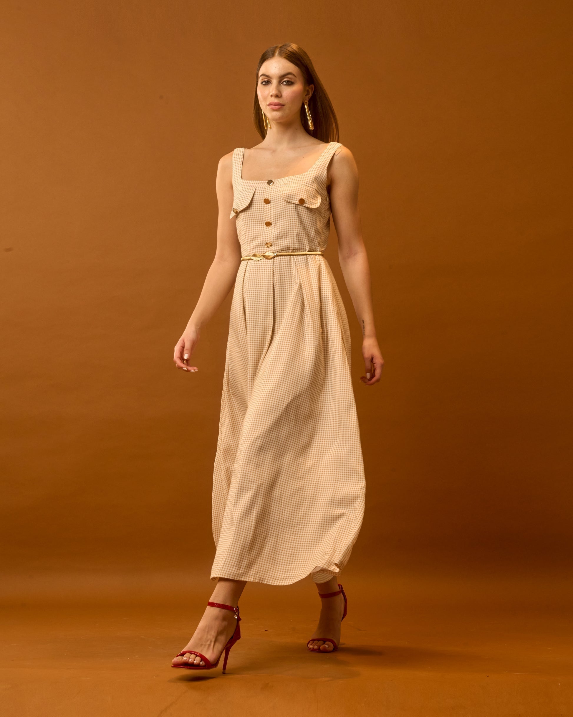 Moon Belted Buttoned Down Dress