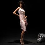 Velour Blush Asymmetric Slip Dress