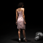 Velour Blush Asymmetric Slip Dress