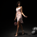 Velour Blush Asymmetric Slip Dress