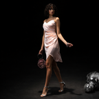 Velour Blush Asymmetric Slip Dress